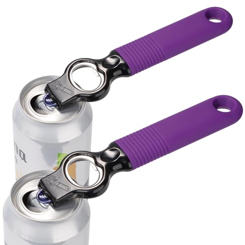 2-in-1 Soda Can Tab & Beer Bottle Opener, Purple, 2-Pack (Purple)