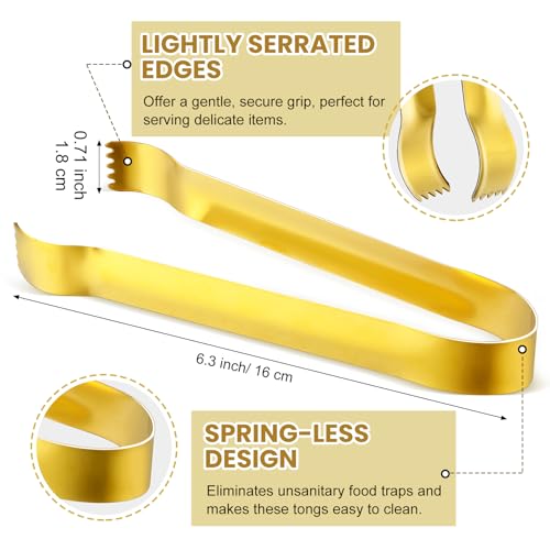 12 Pcs Small Serving Tongs (Gold)