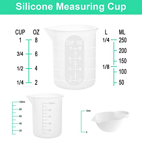 7 PCS Silicone Measuring Cups Kits (250ML+100ML*4)
