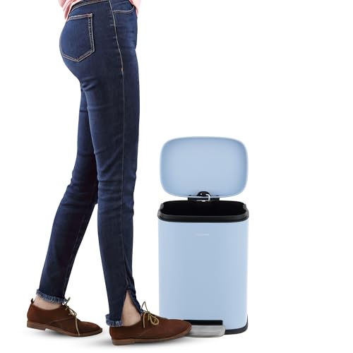 Connor 2 Piece Iron Trash Can (Tide Pool Blue)