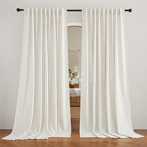 Extra Wide Sheer Curtains for Sliding Patio Door Large Window (Linen / 70"W x 108"L (Pack of 2))