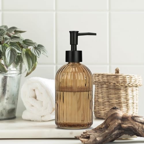 Glass Soap Dispenser (Striped Brown)