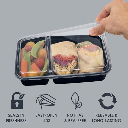 Prep - 20-Piece 2-Compartment Reusable Meal Prep Containers with Lids, PFAS & BPA Free Materials, Durable, Microwave, Freezer, & Dishwasher Safe To Go Food Storage (Navy Blue) (Navy Blue)