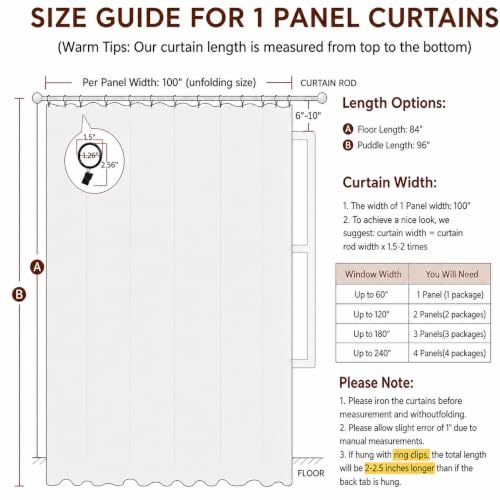 100% Blackout Linen Curtains for Bedroom Living Room 84 Inch Long (White/Linen Total Blackout / 100"W x 84"L (Pack of 1))