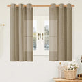 Sheer Linen Curtains 48 Inch Length for Short Windows 2 Panels (34"W x 48"L (Pack of 2) / Taupe)