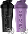 2 Pack 28oz Protein Shaker Bottle for Protein Mixes (A6) Purple / Black)