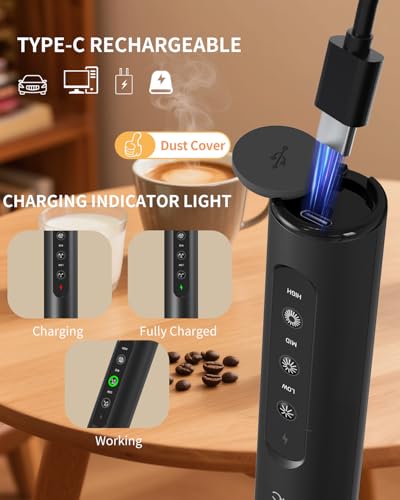 Rechargeable Handheld Milk Frother Wand with Stand