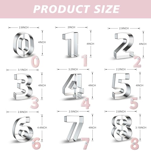 Number Cookie Cutters 9 Pcs (4 INCH-9PCS Number)