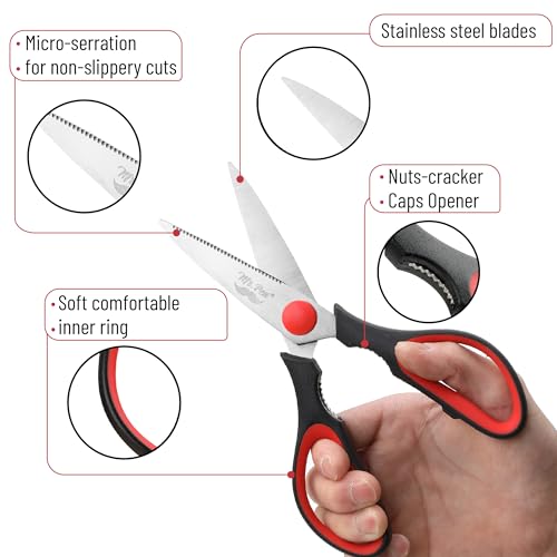 All Purpose Kitchen Shears with Protective Sheath (Black & Red / 1 Pack)