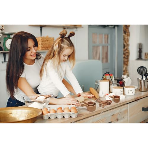 Wooden Measuring Cups and Spoons Set (A - 10pcs Measuring cups and spoons)