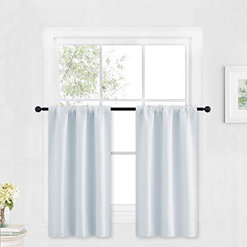 Cafe Curtains 30 inch Length (Greyish White / 29"W x 30"L (Pack of 2))