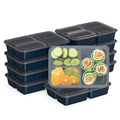 Prep 3 Compartment Meal Prep Containers with Lids (Navy Blue)