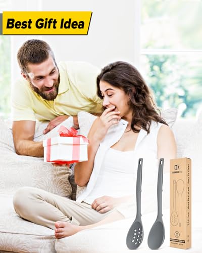 Pack of 2 Silicone Cooking Spoons (Gray)