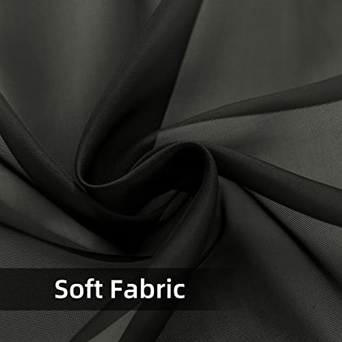 Solid Sheer Rod Pocket Curtain Voile Draperies 2 Panels White Beige Black Grey Coffee 38 Inch Width 84 Inch Long 1 Pair for Kitchen Bedroom Children Living Room Yard (Black / 38"W x 84"L (Pack of 2))