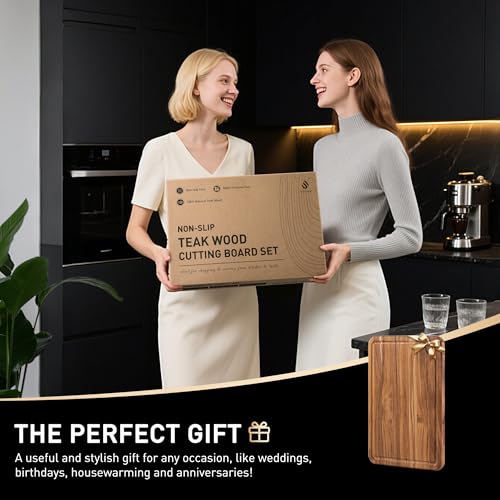 Teak Cutting Boards for Kitchen 13'' Teak Wood Wooden Charcuterie Board (13"L x 9.5"W)