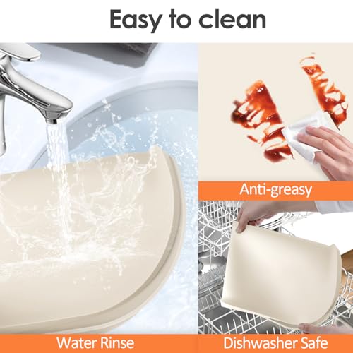 Silicone Coffee Maker Mat with Lip for Countertops 17.4''x10.6''Cream White (Cream White / 17.4'' x 10.6'')