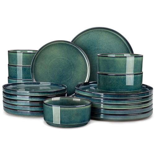 Plates and Bowls Sets for 6 (18 Pieces(service for 6) / Green)