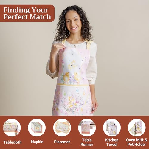 Aprons for women with Pocket 100% Cotton Pack of 1 (104 - Easter Zest)