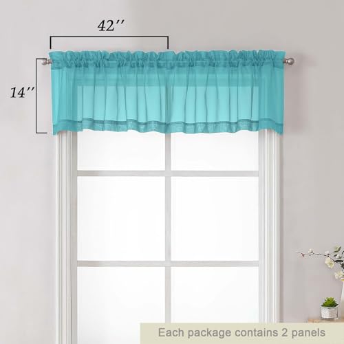 Turquoise Valances for Windows (Turquoise / 42"W x 14"L (Pack of 2))