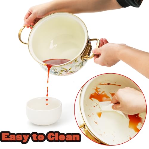 2.8 Quart Enamel Stockpot with Glass Lid