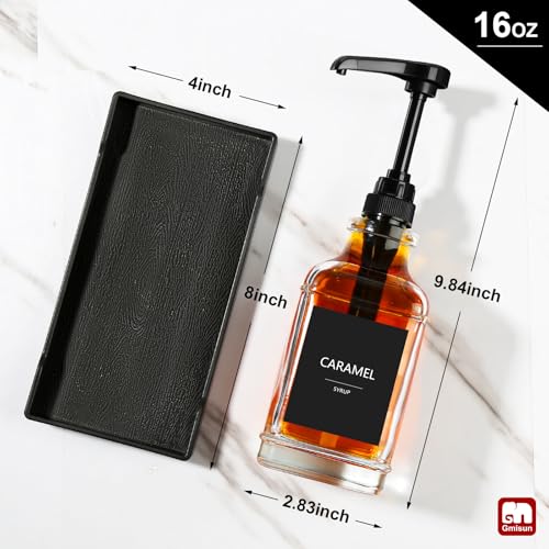 Coffee Syrup Dispenser with Tray (2 Pack+Tray)