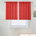 Basic Rod Pocket Sheer Voile Window Curtain Panels Red 1 Pair 2 Panels 52 Width 36 Inch Long for Kitchen Bedroom Children Living Room Yard（Red (Red / 52"W x 36"L (Pack of 2))