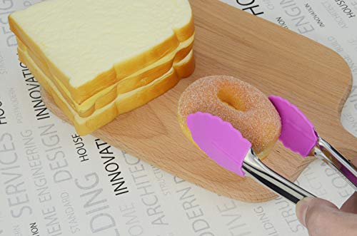 7 Inch Stainless Steel Tongs with Silicone Tips (7-inch / Purple)
