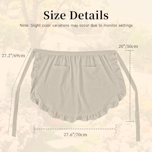 Vintage Maid Apron for Women with Pockets (Beige)