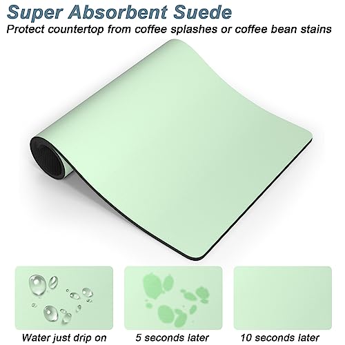 Coffee Mat 16" x 24" Coffee Bar Mats for Espresso Machine Station Accessories and Organizer (A-Lake Green / 16" x 24")