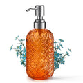 14 OZ Refillable Glass Soap Dispenser for Hand Soap & Lotion (Orange)