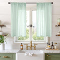 Sage Green Linen Curtains 40 Inch Length for Short Kitchen Cafe Windows (Sage Green / 30"W x 40"L (Pack of 2))