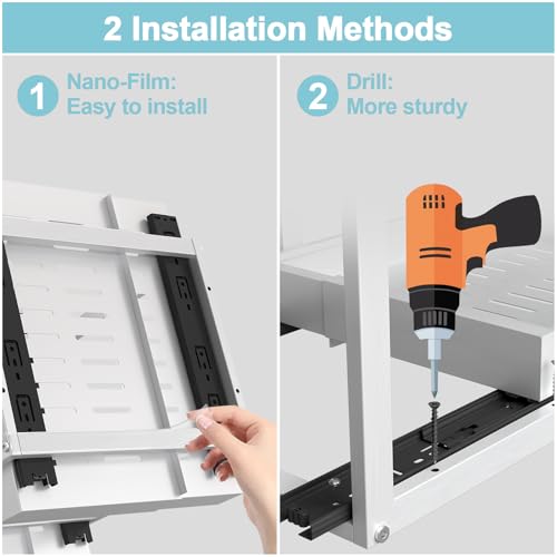 2 Tier Expandable Pull Out Cabinet Organizer (21" Deep / White)