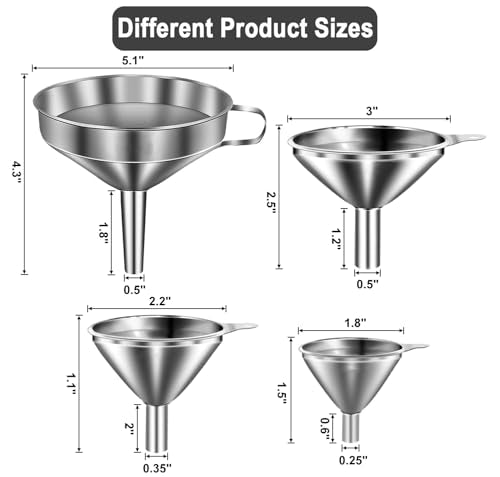 Stainless Steel Funnels for Kitchen use (4pcs Funnel set)
