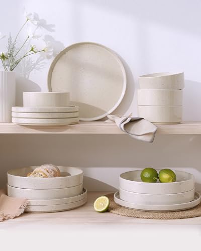 Nebula 18 Piece Stoneware Dinnerware Set (Creamy White with Colorful Speckles / Service for 6 (Standard Dinner Set))