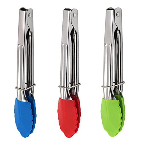 Mini Kitchen Tongs with Silicone Tips (Multicolor)