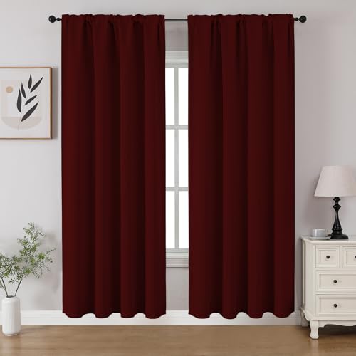 Burgundy Red Blackout Curtains 72 inch Length 2 Panels Set (Burgundy Red / 52"W x 72"L (Pack of 2))
