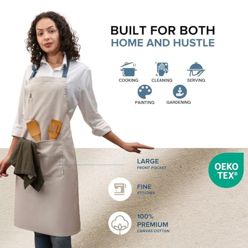 100% Cotton Canvas Apron for Women & Men (Grey)