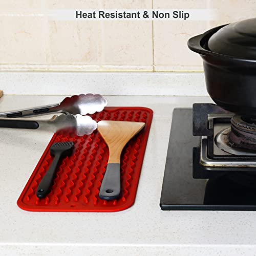 Small Dish Drying Mat for Kitchen Counter (Lava Red / 17" x 6")