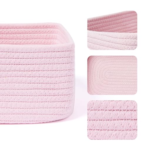 Small Storage Baskets for Organizing (3pcs-L11.5xW7.5xH4.7" / Pink)