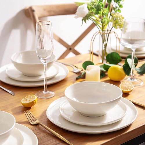 Ceramic Dinnerware Sets for 8 (Modern-Peal White / Service for 8 （24pcs）)