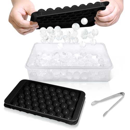 Ice Cube Tray with Lid and Bin (0.8"-2 pack / Black)