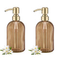 16 OZ Amber Glass Soap Dispenser (Brushed Gold + Amber / 2-Pack)
