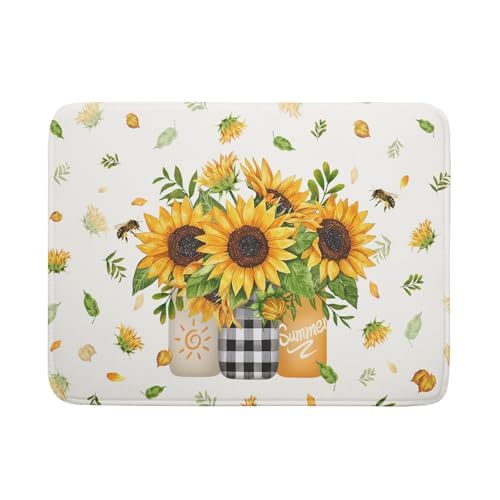 Sunflower Vases Dish Drying Mat for Countertop (24" x 18")