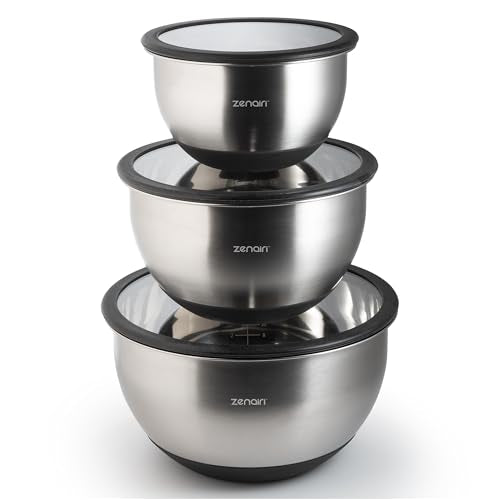Stainless Steel Mixing Bowls with Glass Lids