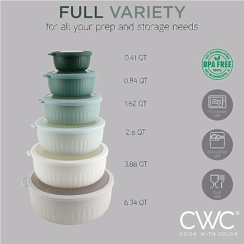 Prep Bowls with Lids (Green / 12 Piece Set - Wide Bowls)