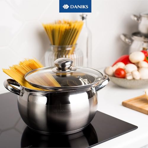 Classic 4 Quart Stainless Steel Stock Pot with Glass Lid (4 Quarts)