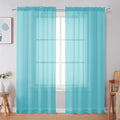 Aqua Sheer Curtains 72 Inches Long 2 Panels for Living Room (Aqua / 42"W x 72"L (Pack of 2))
