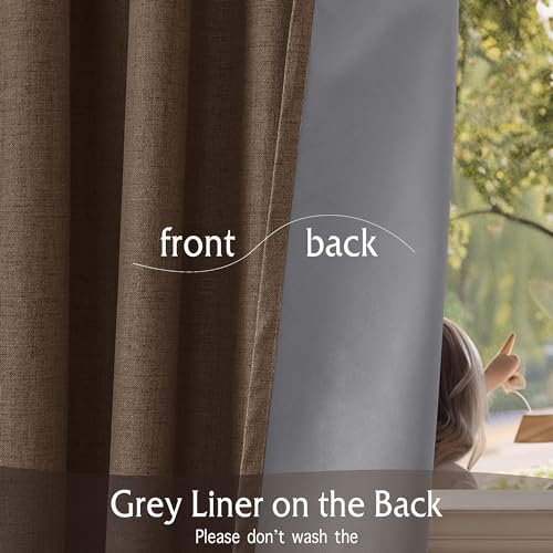 Brown 100% Blackout Curtains 63 Inch Long for Bedroom Bedroom (Brown / 52"W x 63"L (Pack of 2))