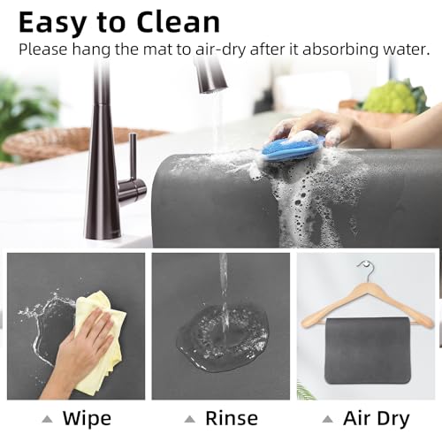 Small Dish Drying Mat for Kitchen Counter (Gray / 18" x 16")