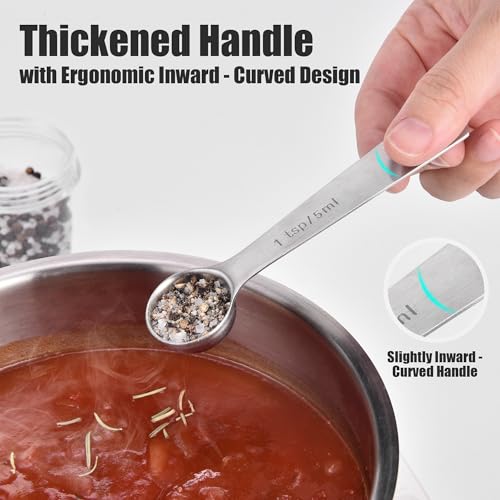 18 8 Stainless Steel Measuring Spoons with Engraved Metric (Set of 8)